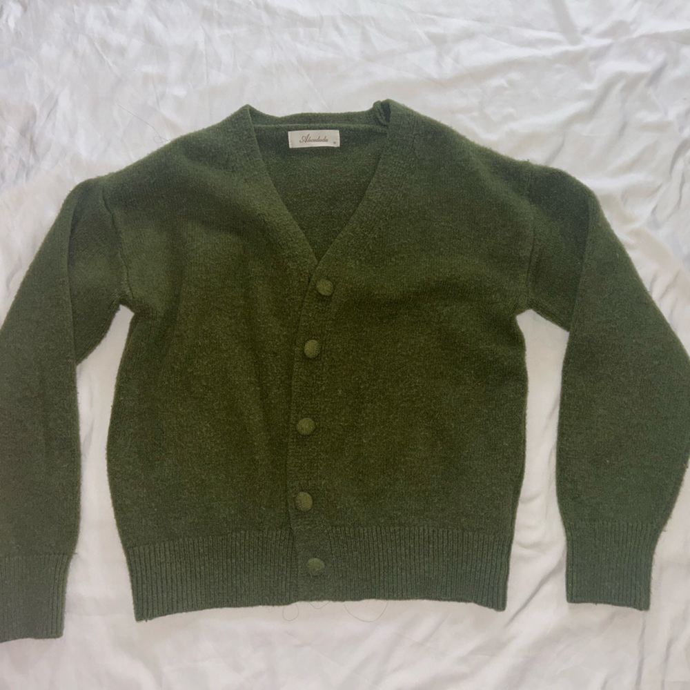 Olive Green Women's Knit Button Sweater